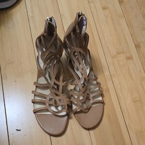 Adrienne Vittadini Tan Strappy Sandals